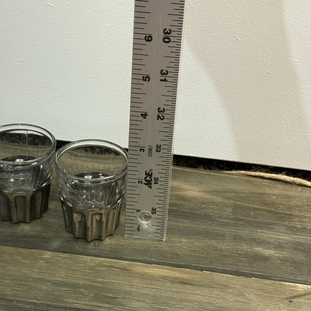 RAG &‎ BONE NEW YORK GLASS GUN METAL PLATED SHOT GLASSES - 1.5 Oz -SET OF 3